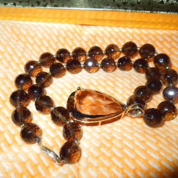 NWOT Smoky Quartz Bead Necklace & Enhancer - Picture 7 of 8